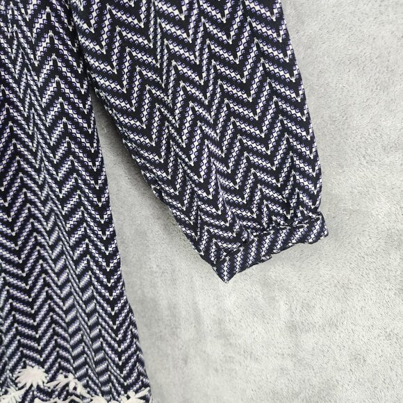Women's Lush Chevron Black White & Purple Pattern Blouse Top 3/4 Sleeves Size M - Picture 5 of 11